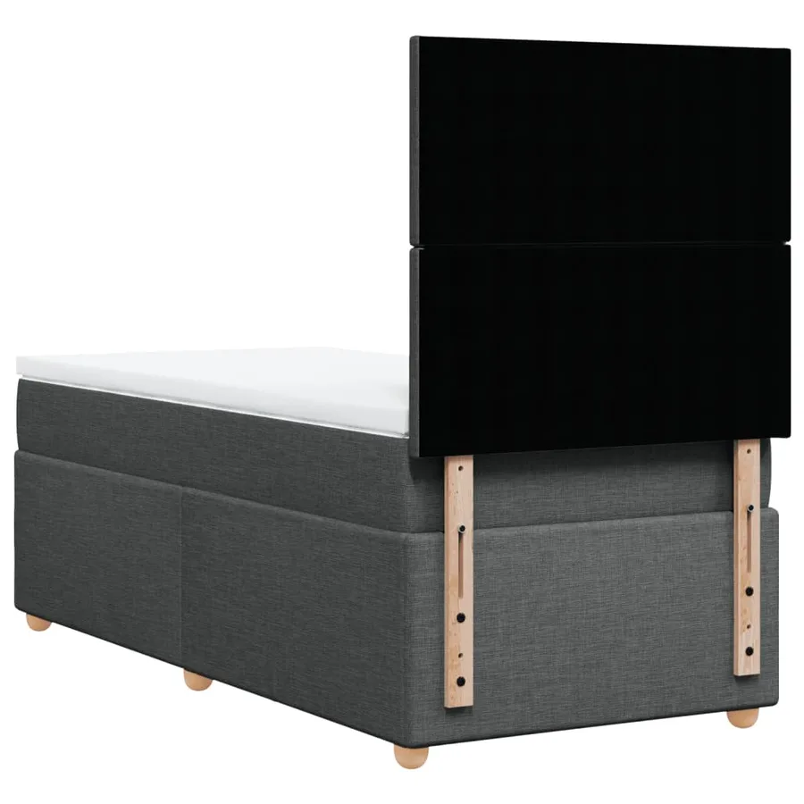 Sommier à lattes de lit avec matelas Gris foncé 90x200 cm Tissu - 8