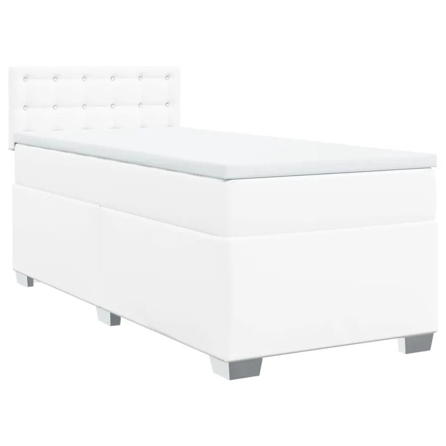 Sommier à lattes de lit avec matelas Blanc 90x200 cm Similicuir - 2