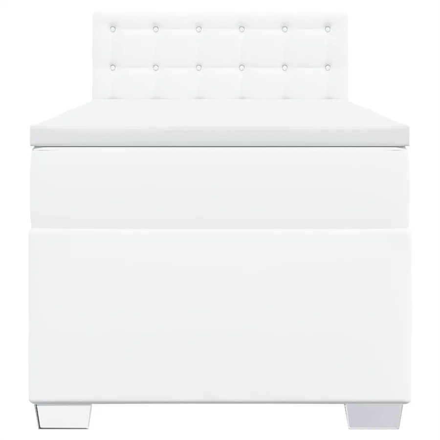 Sommier à lattes de lit avec matelas Blanc 90x200 cm Similicuir - 4