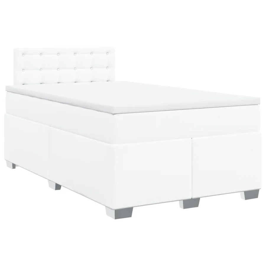 Sommier à lattes de lit avec matelas blanc 120x190cm similicuir - 2