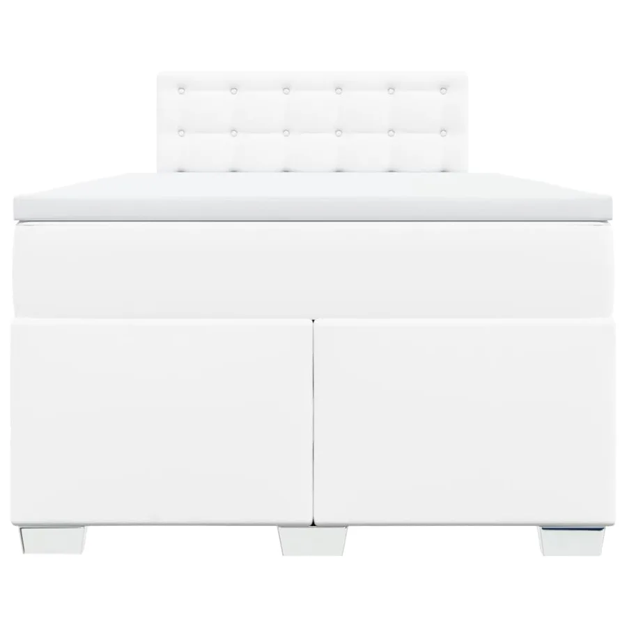 Sommier à lattes de lit avec matelas blanc 120x190cm similicuir - 4