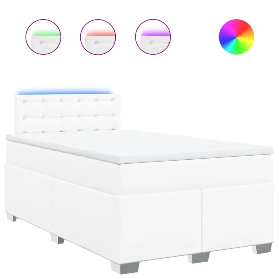 Sommier à lattes de lit avec matelas blanc 120x190cm similicuir - 2