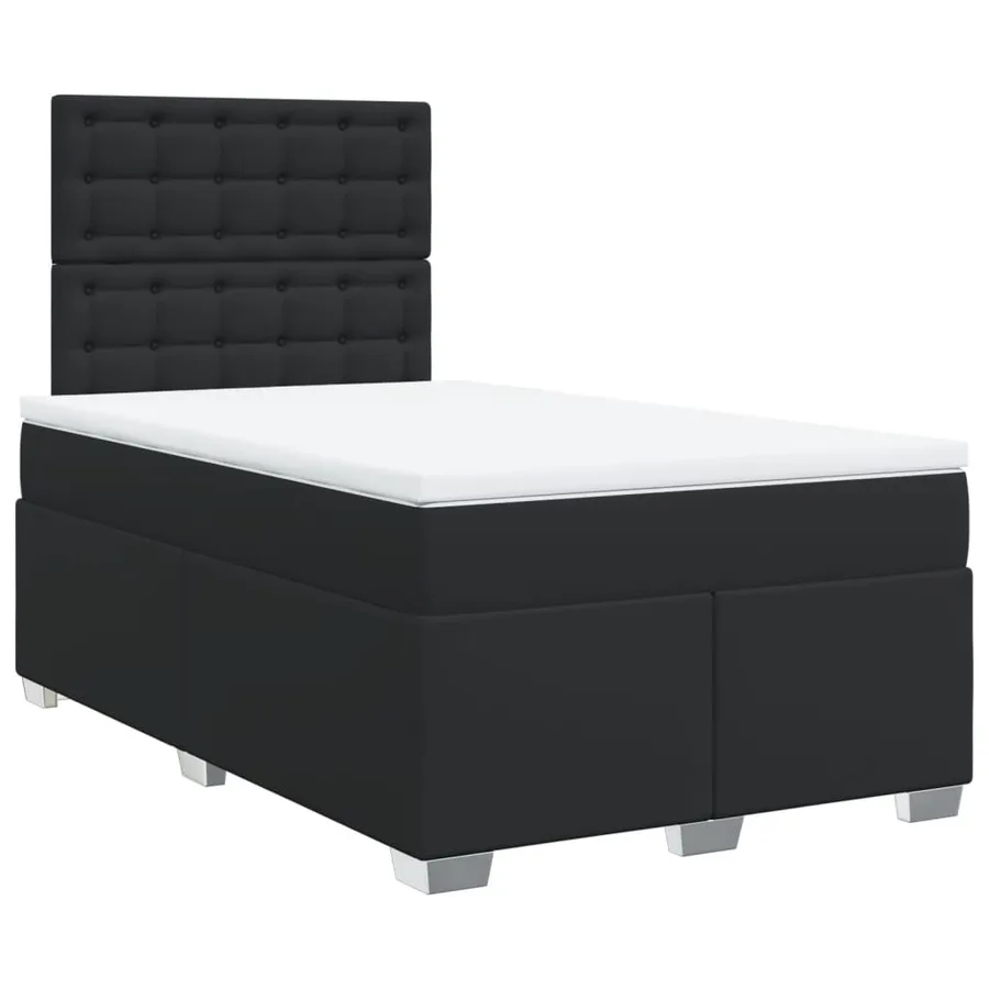Sommier à lattes de lit avec matelas noir 120x190 cm similicuir - 2