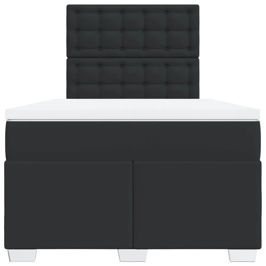 Sommier à lattes de lit avec matelas noir 120x190 cm similicuir - 4
