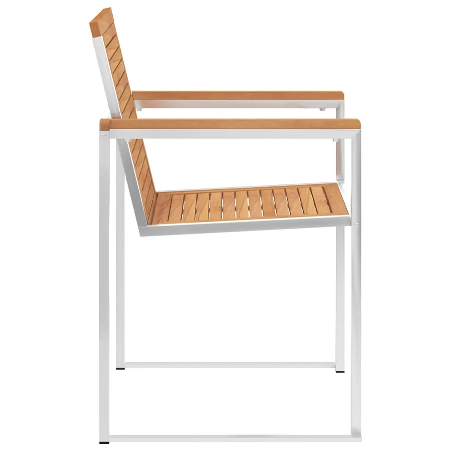 Chaises de jardin avec coussins lot de 2 Teck solide et acier - 6