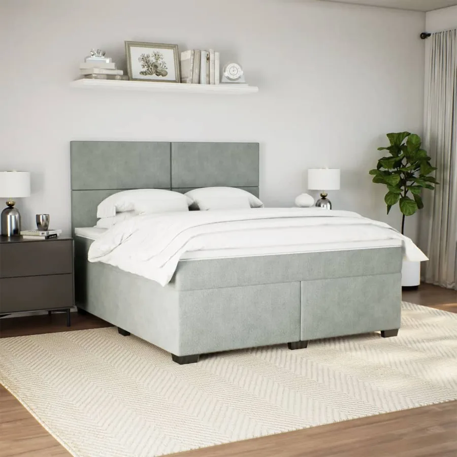 Sommier à lattes de lit et matelas Gris clair 180x200cm Velours - 3