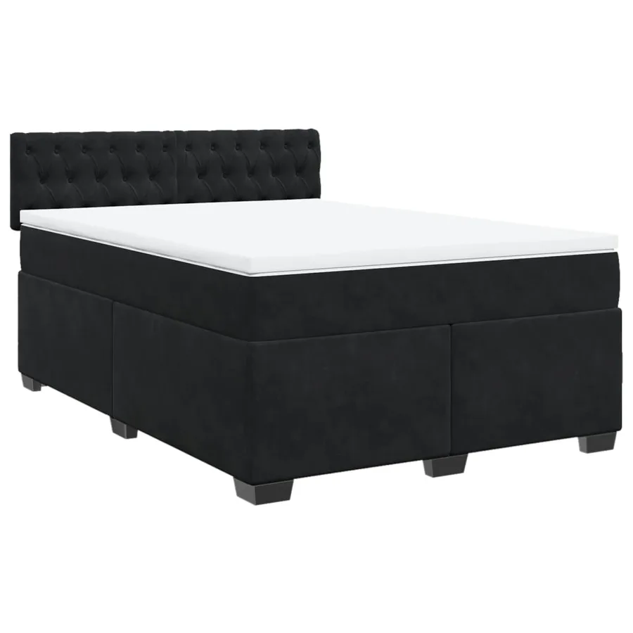 Sommier à lattes de lit avec matelas Noir 140x200 cm Velours - 3