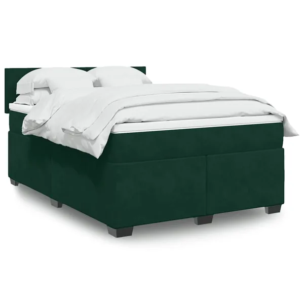 Sommier à lattes de lit et matelas Vert foncé 140x200cm Velours