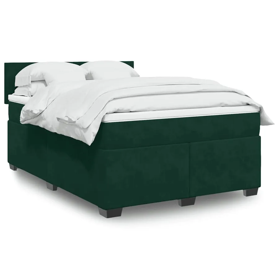 Sommier à lattes de lit et matelas Vert foncé 140x200cm Velours