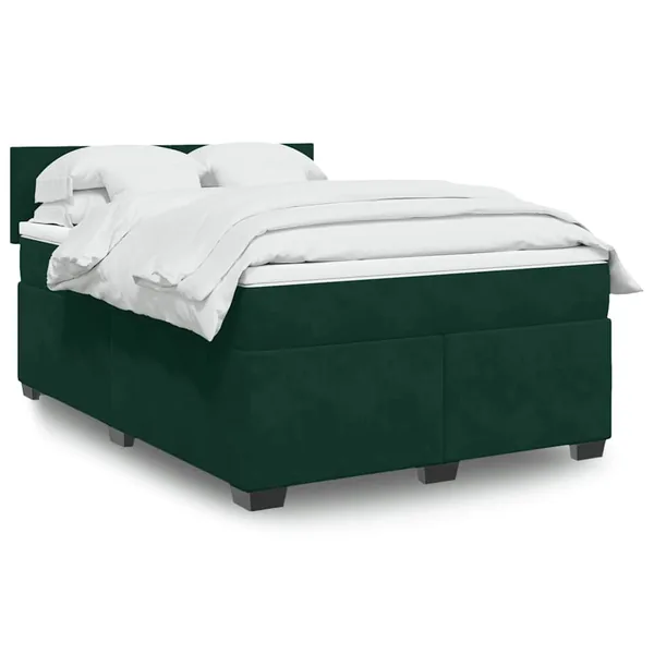 Sommier à lattes de lit et matelas Vert foncé 140x200cm Velours