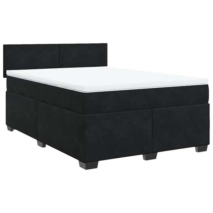 Sommier à lattes de lit et matelas Noir 160x200 cm Velours - 2