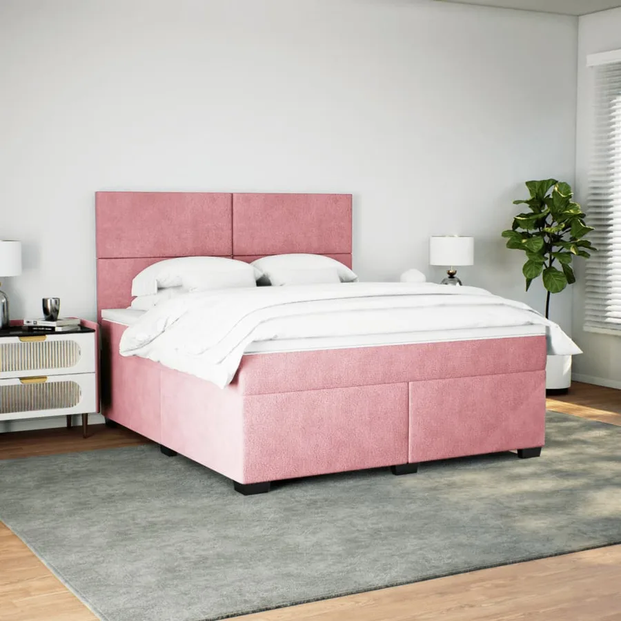 Sommier à lattes de lit avec matelas Rose 180x200 cm Velours - 4