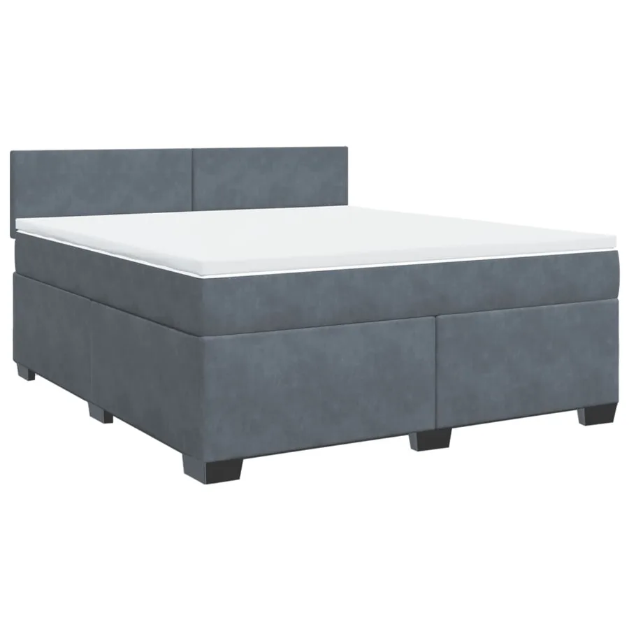 Sommier à lattes de lit et matelas Gris foncé 180x200cm Velours - 2