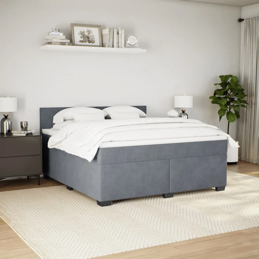 Sommier à lattes de lit et matelas Gris foncé 180x200cm Velours - 3