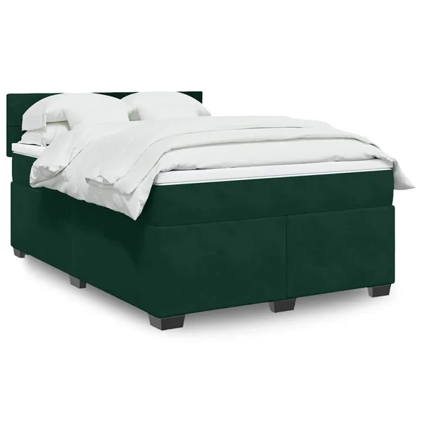 Sommier à lattes de lit et matelas Vert foncé 140x200cm Velours