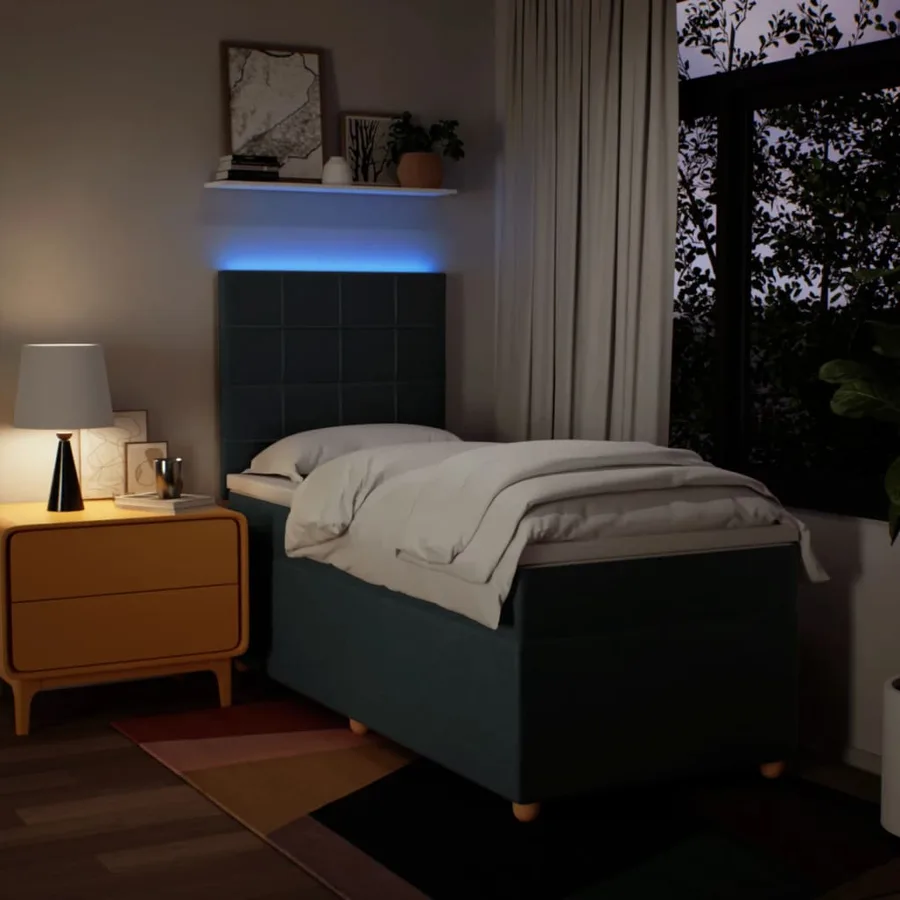 Sommier à lattes de lit avec matelas Bleu 90x190 cm Tissu - 4