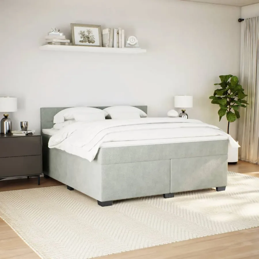 Sommier à lattes de lit et matelas Gris clair 180x200cm Velours - 5