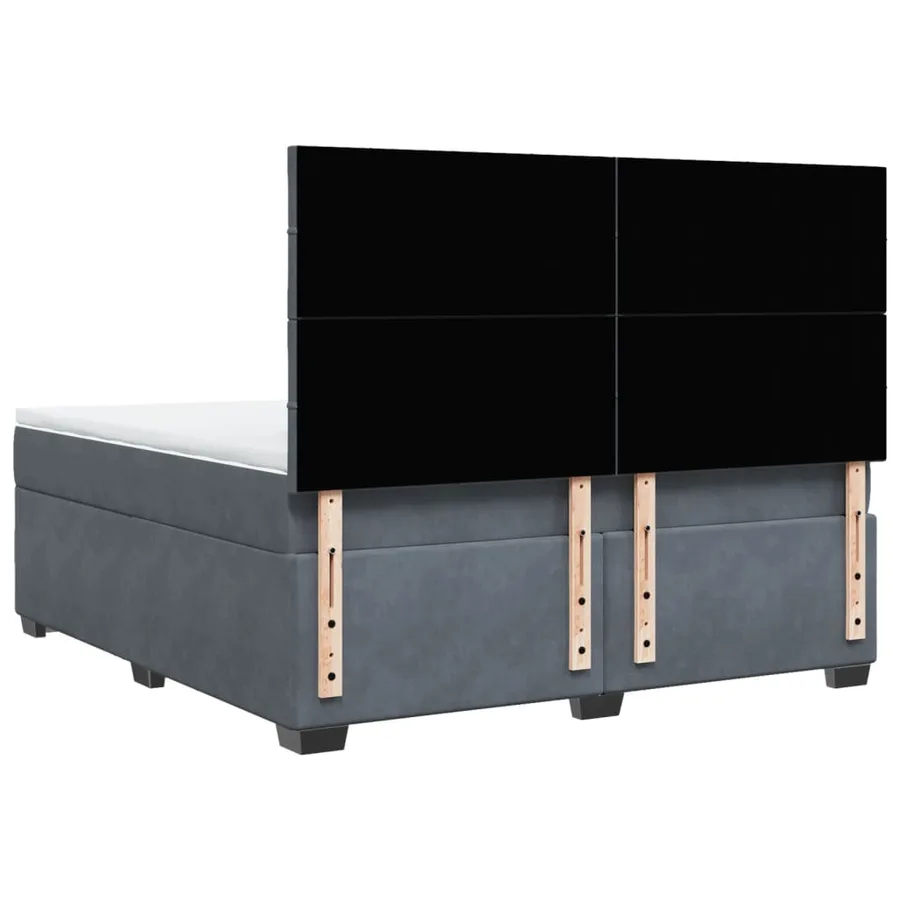 Sommier à lattes de lit et matelas Gris foncé 180x200cm Velours - 10