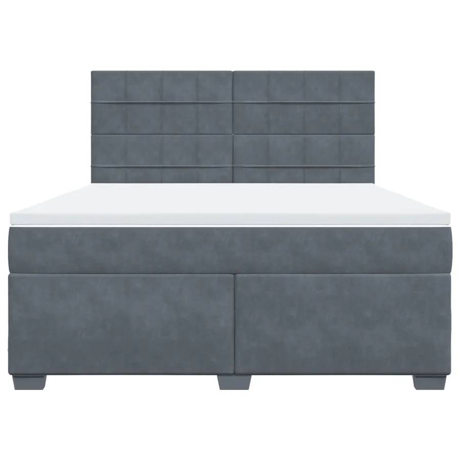 Sommier à lattes de lit et matelas Gris foncé 180x200cm Velours - 4