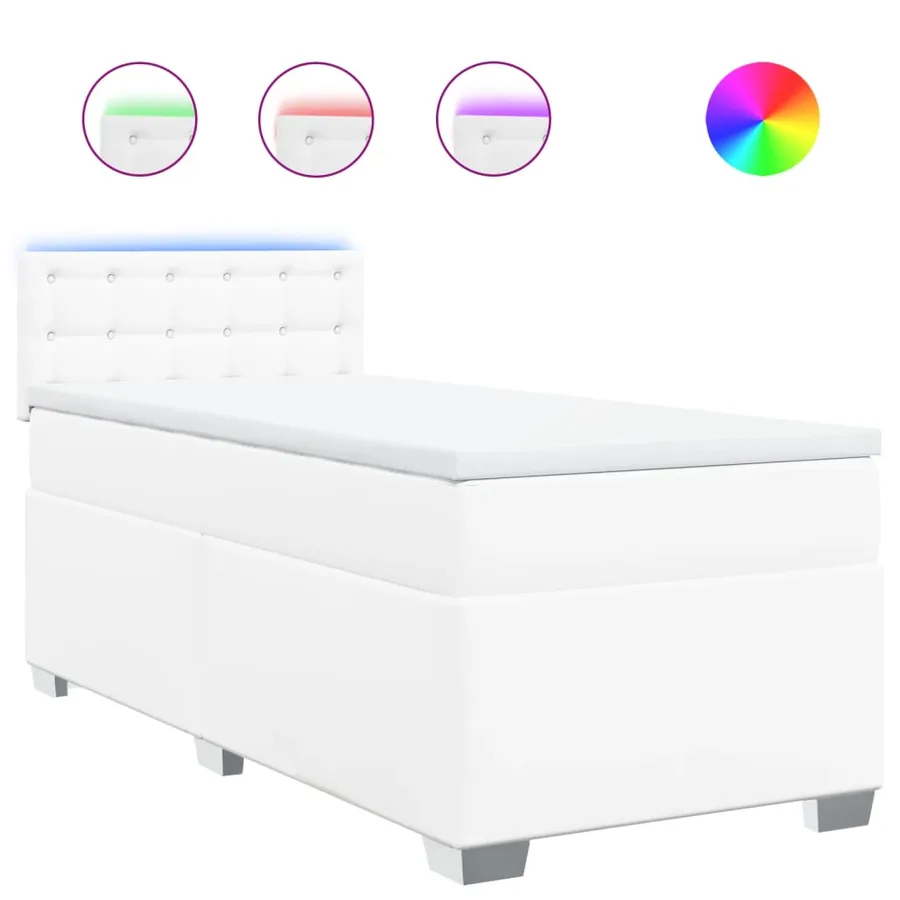 Sommier à lattes de lit avec matelas Blanc 80x200 cm Similicuir - 2