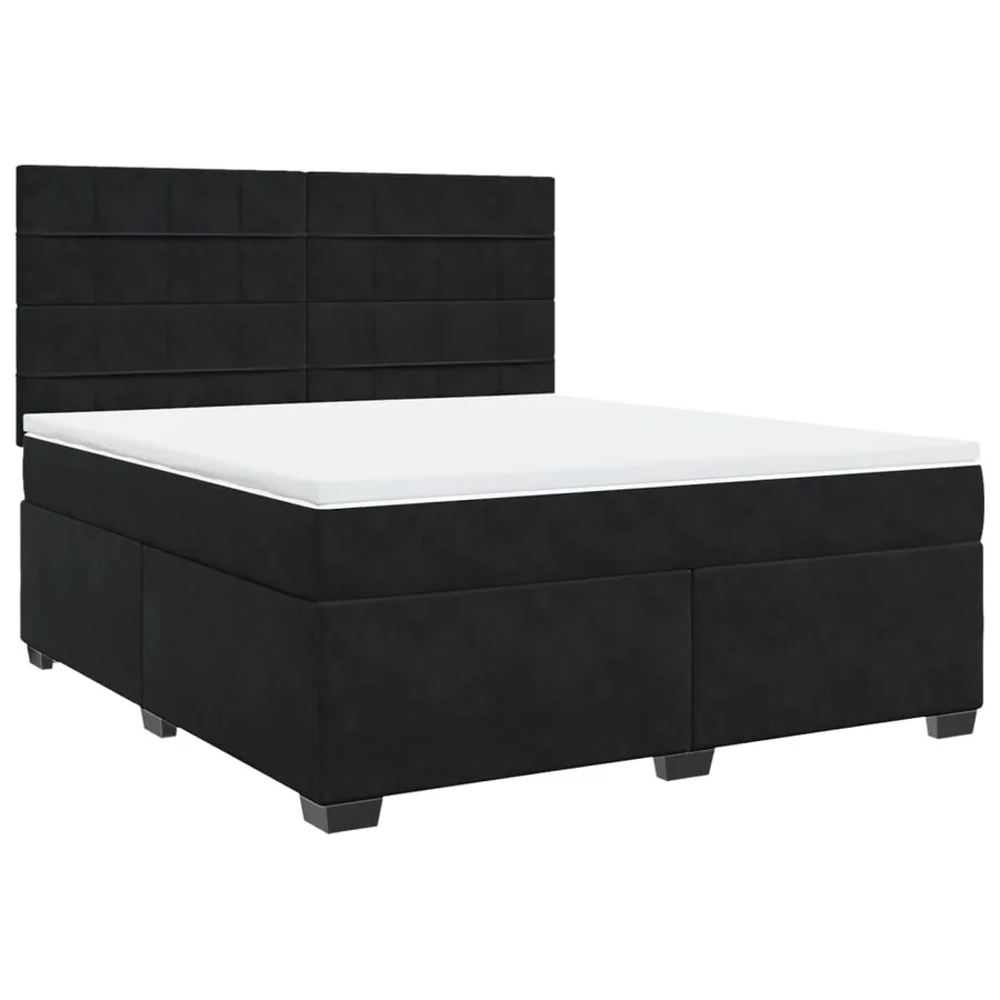 Sommier à lattes de lit avec matelas Noir 180x200 cm Velours - 3