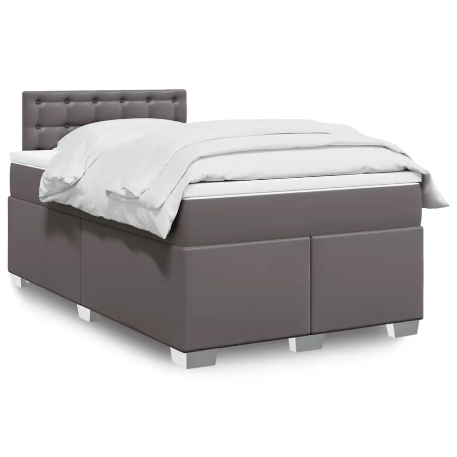 Sommier à lattes de lit avec matelas Gris 120x200 cm Similicuir