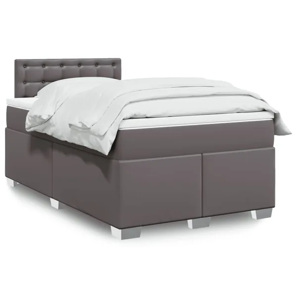 Sommier à lattes de lit avec matelas Gris 120x200 cm Similicuir