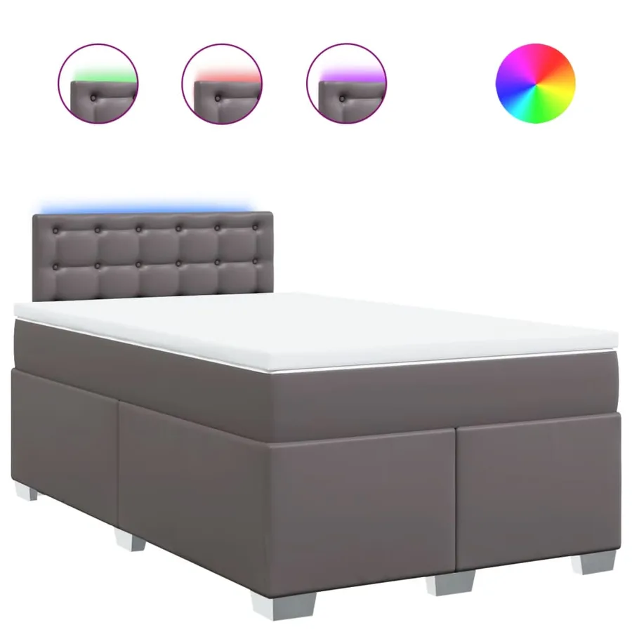 Sommier à lattes de lit avec matelas Gris 120x200 cm Similicuir - 2