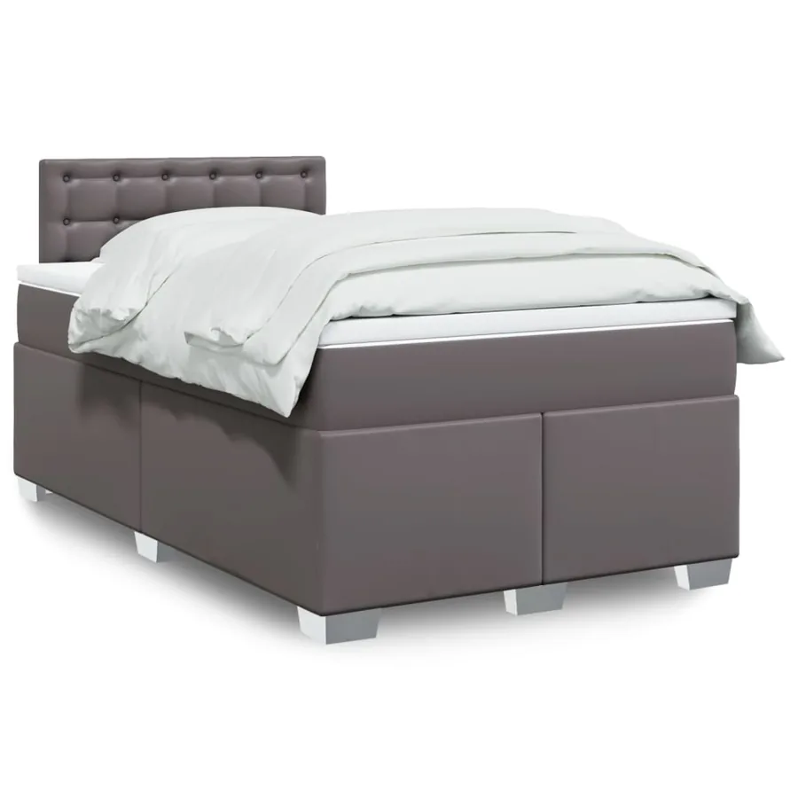 Sommier à lattes de lit avec matelas Gris 120x200 cm Similicuir