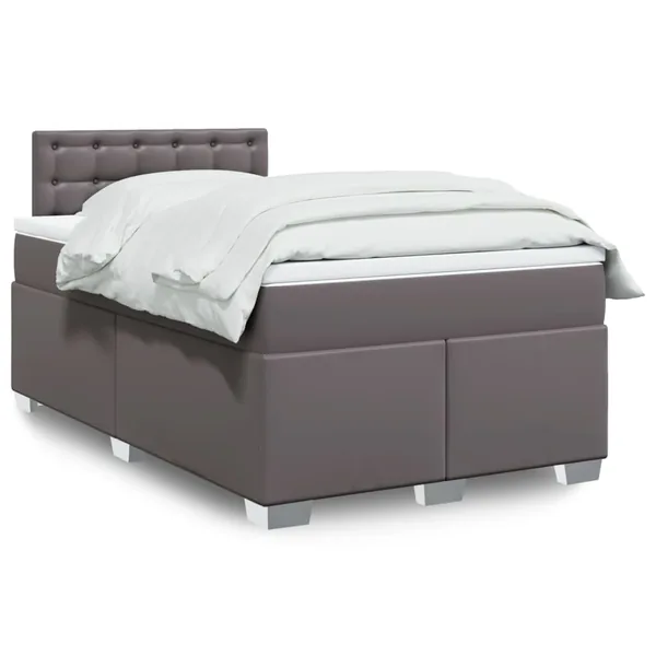 Sommier à lattes de lit avec matelas Gris 120x200 cm Similicuir