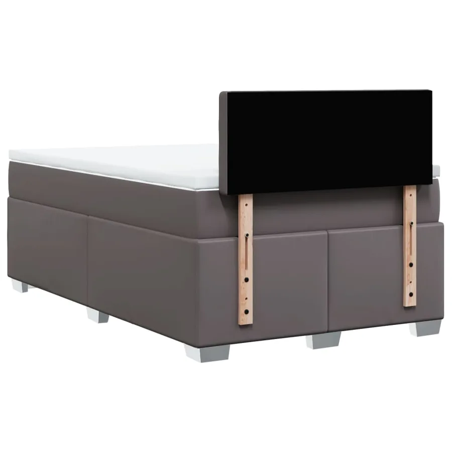 Sommier à lattes de lit avec matelas Gris 120x200 cm Similicuir - 6