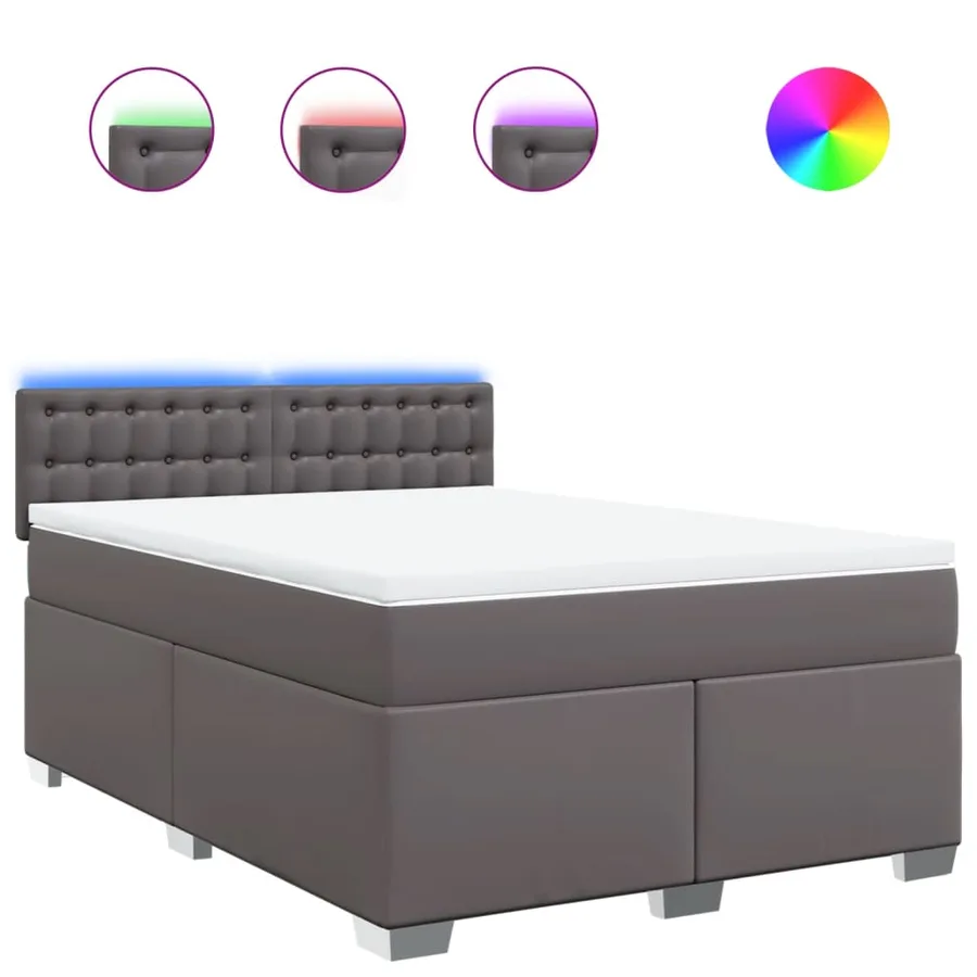 Sommier à lattes de lit avec matelas Gris 160x200 cm Similicuir - 2