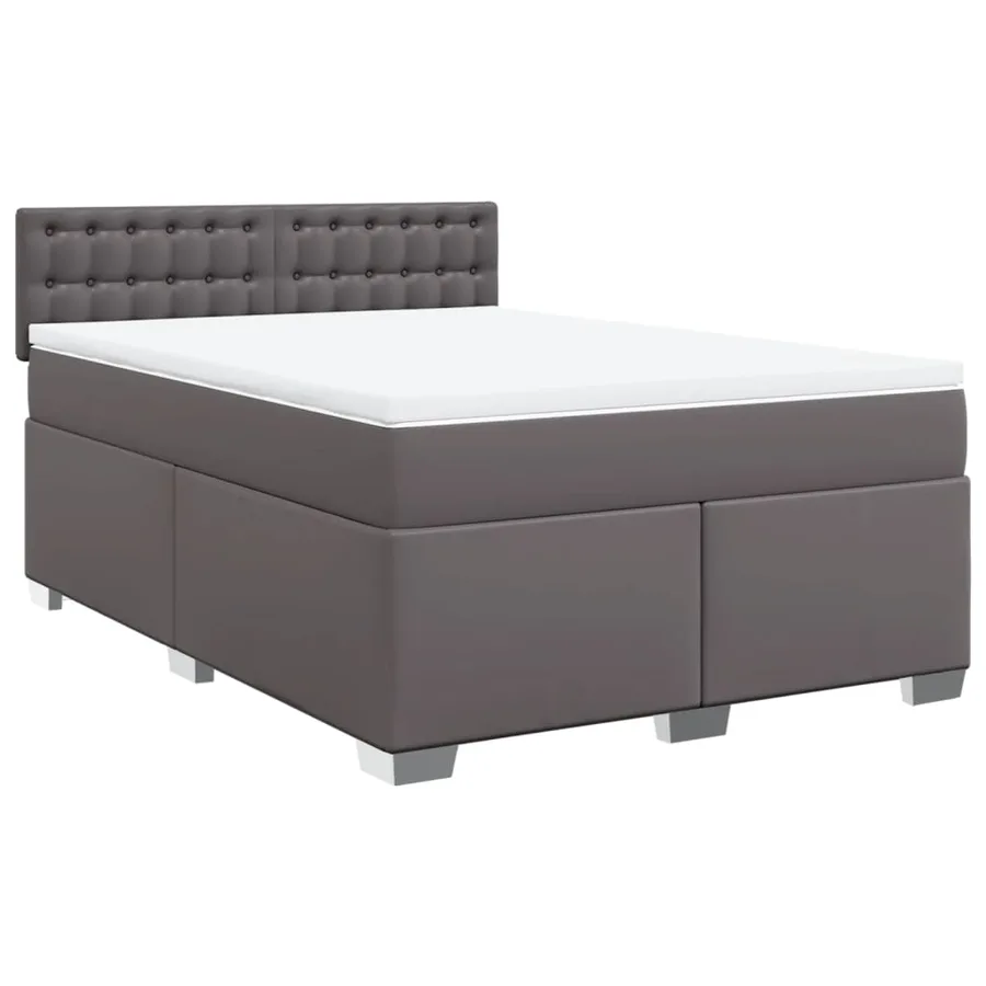 Sommier à lattes de lit avec matelas Gris 160x200 cm Similicuir - 2