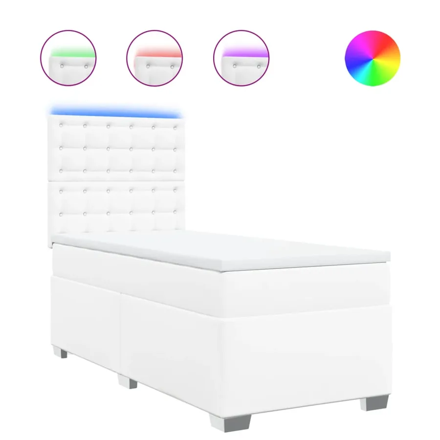 Sommier à lattes de lit avec matelas Blanc 90x190 cm Similicuir - 2