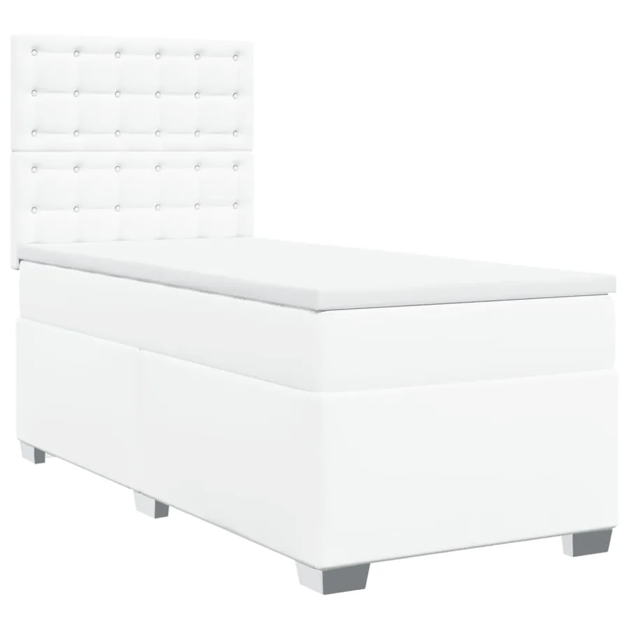 Sommier à lattes de lit avec matelas Blanc 90x190 cm Similicuir - 3