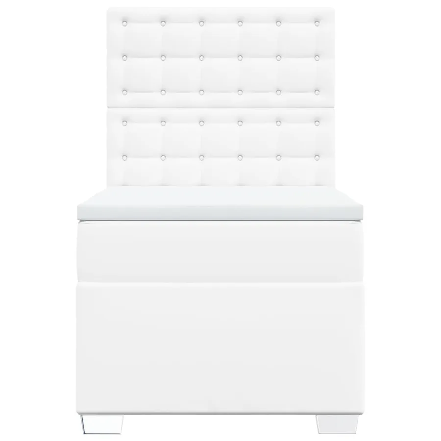 Sommier à lattes de lit avec matelas Blanc 90x190 cm Similicuir - 6