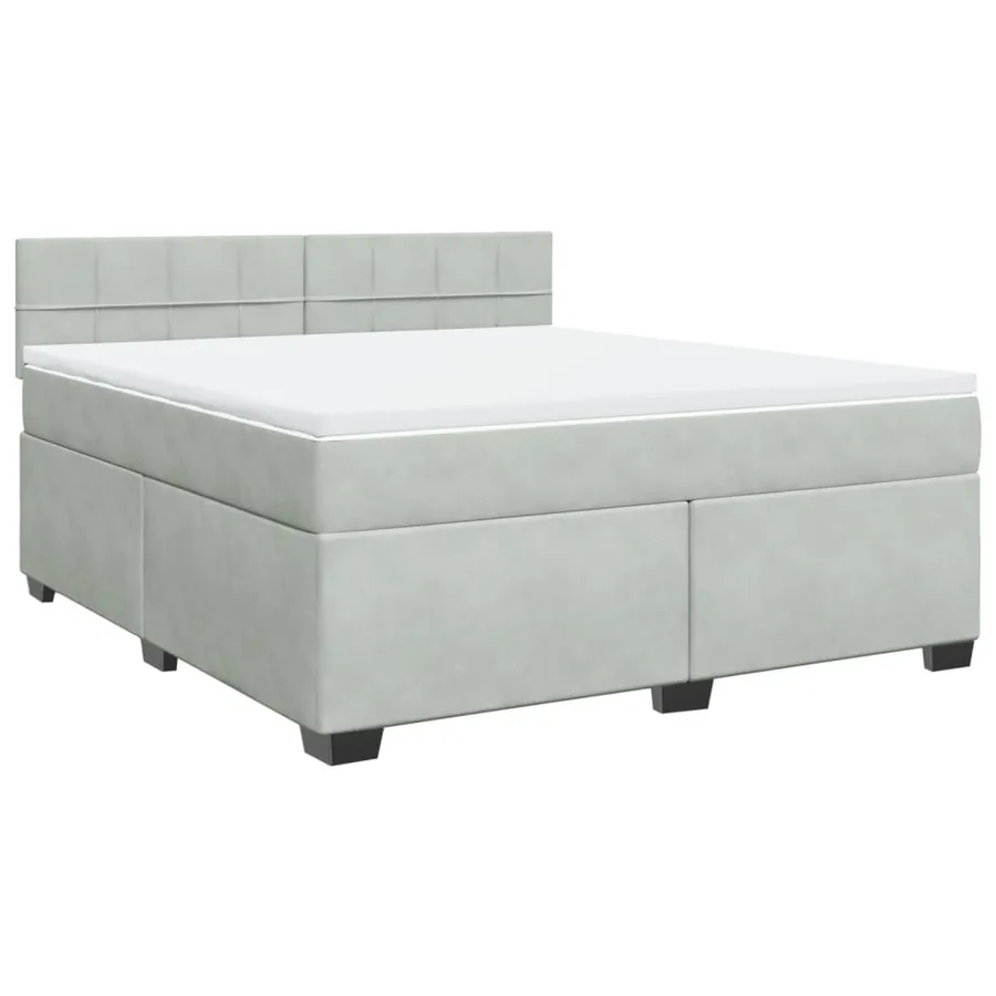 Sommier à lattes de lit et matelas Gris clair 180x200cm Velours - 2