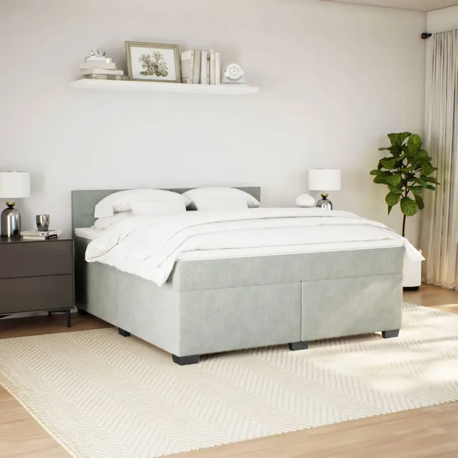 Sommier à lattes de lit et matelas Gris clair 180x200cm Velours - 3