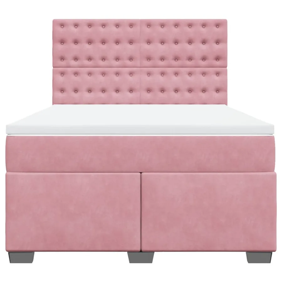 Sommier à lattes de lit avec matelas Rose 140x200 cm Velours - 4