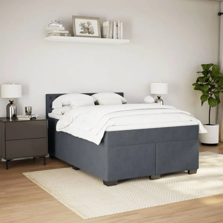 Sommier à lattes de lit et matelas Gris foncé 160x200cm Velours - 5