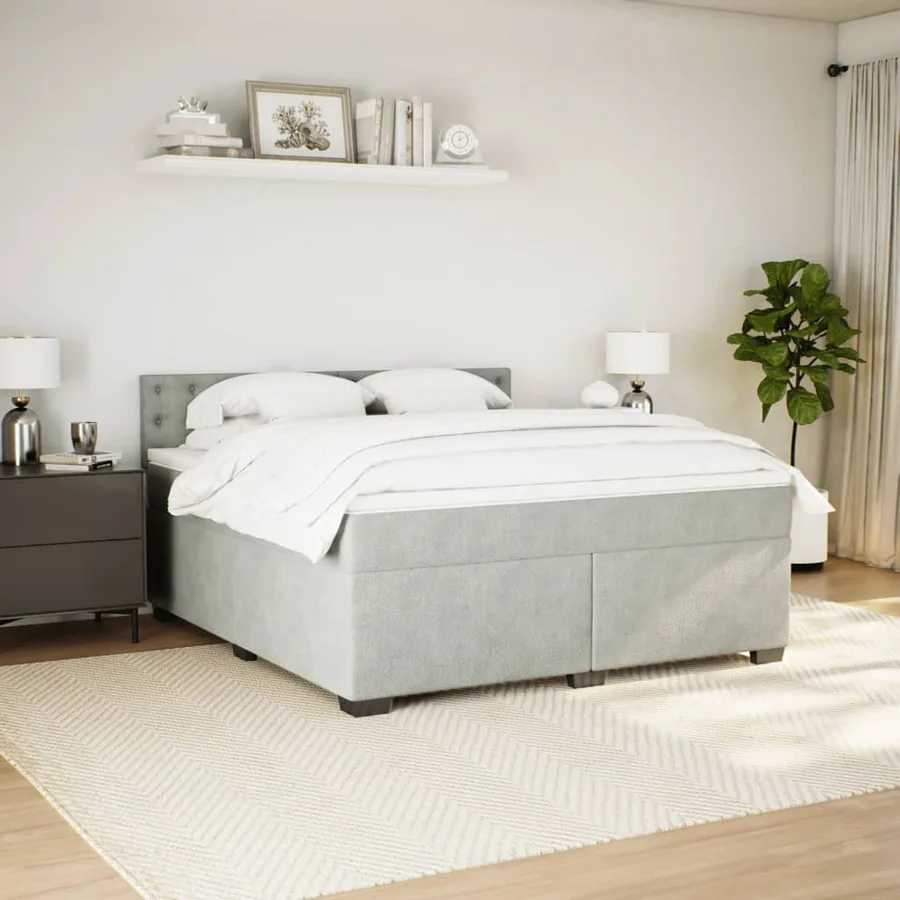 Sommier à lattes de lit et matelas Gris clair 180x200cm Velours - 3