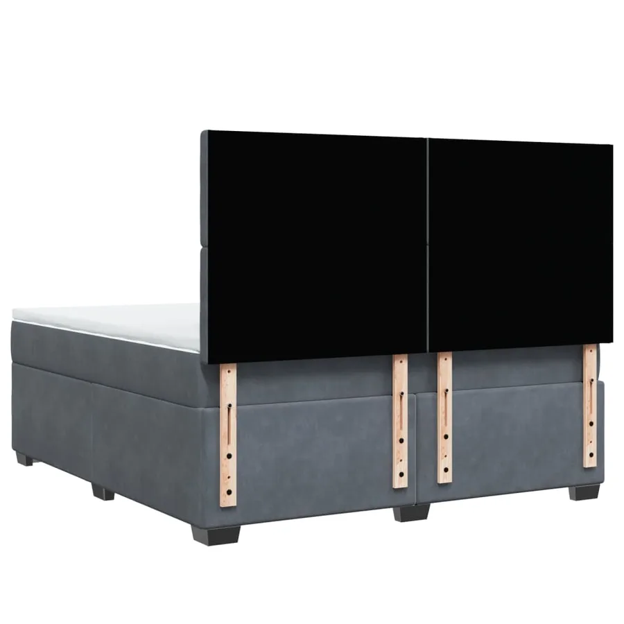 Sommier à lattes de lit et matelas Gris foncé 180x200cm Velours - 10