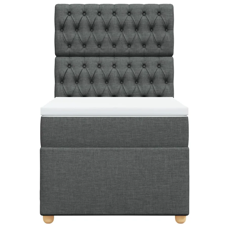 Sommier à lattes de lit et matelas Gris foncé 90x190 cm Tissu - 6