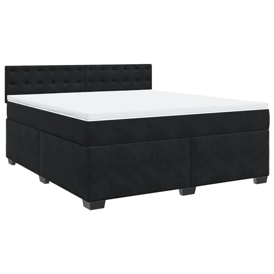 Sommier à lattes de lit avec matelas Noir 180x200 cm Velours - 2