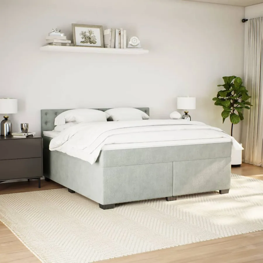 Sommier à lattes de lit et matelas Gris clair 180x200cm Velours - 5