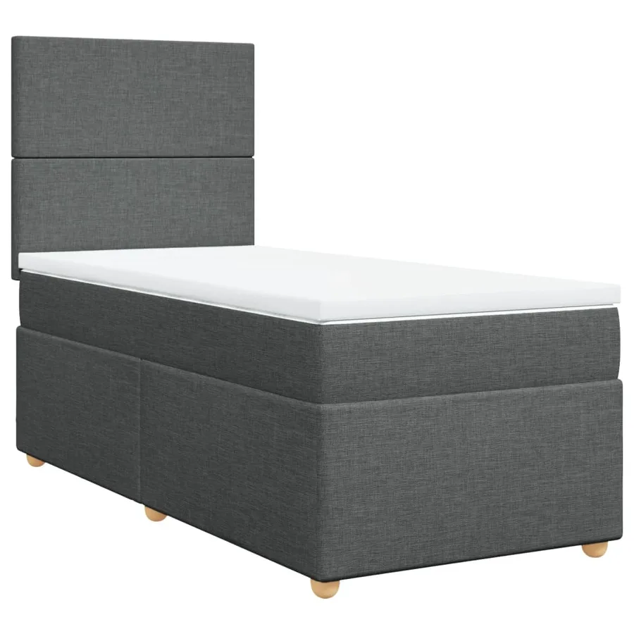 Sommier à lattes de lit et matelas Gris foncé 90x190 cm Tissu - 3