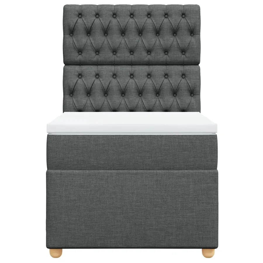 Sommier à lattes de lit et matelas Gris foncé 90x190 cm Tissu - 4