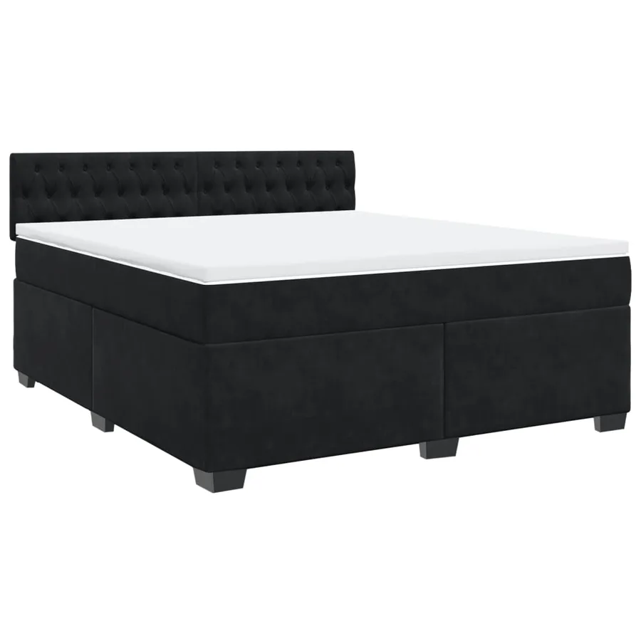 Sommier à lattes de lit avec matelas Noir 180x200 cm Velours - 2