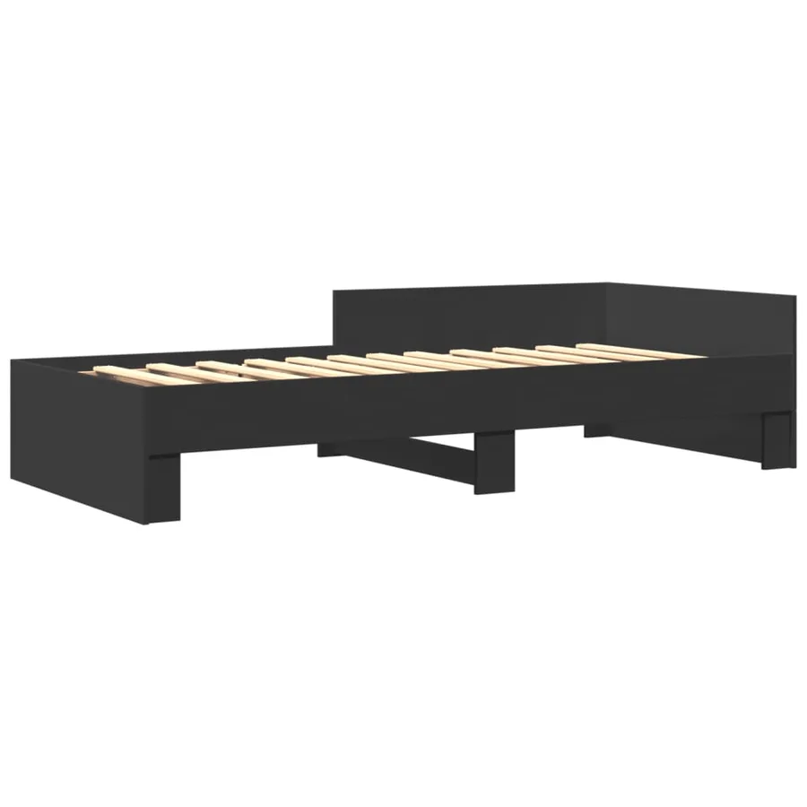Cadre de lit sans matelas noir 75x190 cm bois ingénierie - 3