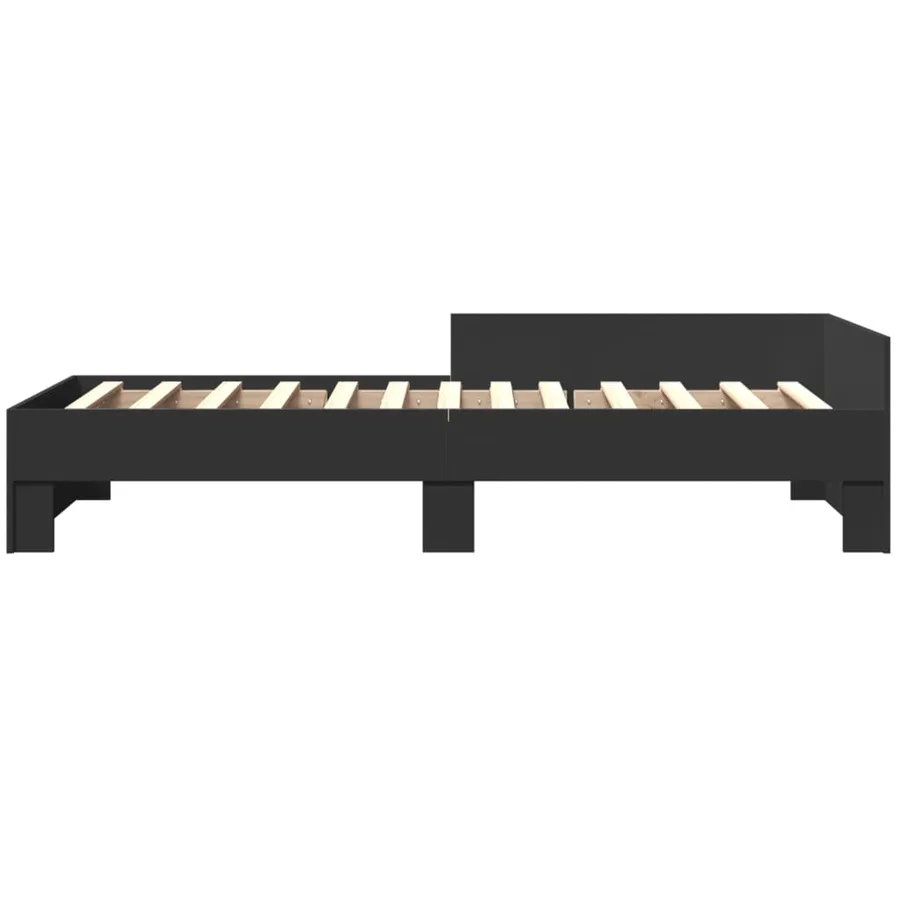 Cadre de lit sans matelas noir 75x190 cm bois ingénierie - 4